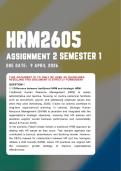 HRM2605 Assignment 2 &lbrace;COMPLETE ANSWERS&rcub; Semester 1 2026 - Due Date 9 April 2026