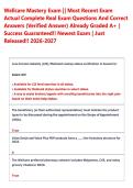 Wellcare Mastery Exam &vert;&vert; Most Recent Exam  Actual Complete Real Exam Questions And Correct  Answers &lpar;Verified Answer&rpar; Already Graded A&plus; &vert;  Success Guaranteed&excl;&excl; Newest Exam &vert; Just  Released&excl;&excl; 2026-2027  
