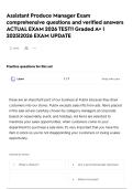 Assistant Produce Manager Exam comprehensive questions and verified answers ACTUAL EXAM 2026 TEST&excl;&excl; Graded A&plus; &vert; 2025&vert;2026 EXAM UPDATE