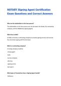 NOTARY Signing Agent Certification Exam Questions and Correct Answers