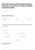 COSC 275 Final Exam Palmer  EXAM Questions with 100&percnt; Correct Answers &vert; Verified &vert; Updated &lpar;Actual Exam&rpar; 2026 