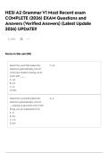 HESI A2 Grammar V1 Most Recent exam COMPLETE &lpar;2026&rpar; EXAM Questions and Answers &lpar;Verified Answers&rpar; &lpar;Latest Update 2026&rpar; UPDATE&excl;