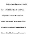 Test Bank Maternity and Women's Health Care 13th Edition by Lowdermilk&comma; Cashion&comma; Alden&comma; Olshansky & Perry ISBN 9780323776712 2026 Complete Questions and Answers for Exam Preparation