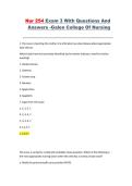 NUR 254 Exam 3 Pediatric Nursing Questions and Answers Galen College of Nursing