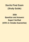 Davita Final Exam Study Guide 2026 &vert; Dialysis Questions & Answers PDF