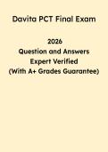 Davita PCT Final Exam Questions & Answers 2026 &vert; Patient Care Technician Practice Test PDF