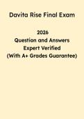 Davita Rise Final Exam 2026 Study Guide &vert; Questions & Answers PDF