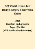 DCF Certification Test Health&comma; Safety & Nutrition 2026 &vert; Questions & Answers PDF