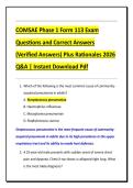 COMSAE Phase 1 Form 113 Exam  Questions and Correct Answers  &lpar;Verified Answers&rpar; Plus Rationales 2026  Q&A &vert; Instant Download Pdf