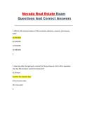 Nevada Real Estate Exam &ndash; Nevada Real Estate Course &ndash; 2025 &ndash; Practice Questions with Correct Answers