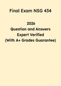 NSG 434 Final Exam Study Guide 2026 &vert; Nursing Questions & Answers PDF
