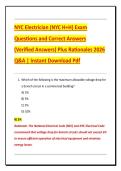 NYC Electrician &lpar;NYC H&plus;H&rpar; Exam  Questions and Correct Answers  &lpar;Verified Answers&rpar; Plus Rationales 2026  Q&A &vert; Instant Download Pdf