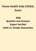 Home Health Aide &lpar;HOSA&rpar; Study Guide 2026 &vert; Exam Questions & Answers PDF