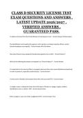 Class D Security License Test 2026&sol;2027 Latest Updated Exam Questions and Verified Answers Study Guide