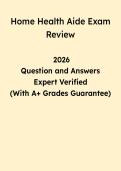 Home Health Aide Exam Review Study Guide 2026 &vert; HHA Questions & Answers PDF