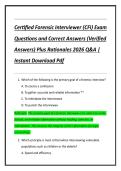 Certified Forensic Interviewer &lpar;CFI&rpar; Exam  Questions and Correct Answers &lpar;Verified  Answers&rpar; Plus Rationales 2026 Q&A &vert;  Instant Download PdfCertified Forensic Interviewer &lpar;CFI&rpar; Exam  Questions and Correct Answers &lpar;Verified  Answers&rpar; Plus Rationales 2026 