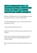 FDNY E21 AMMUNITION TOOLS &sol; C91 HAZARDOUS MATERIALS CERTIFICATION ACTUAL TEST SCRIPT 2026 VERIFIED QUESTIONS AND CORRECT ANSWERS A&plus;