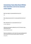 Cosmetology Texas State Board Written Exam Questions and Correct Answers&vert; Latest Update
