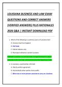 LOUISIANA BUSINESS AND LAW EXAM  QUESTIONS AND CORRECT ANSWERS  &lpar;VERIFIED ANSWERS&rpar; PLUS RATIONALES  2026 Q&A &vert; INSTANT DOWNLOAD PDF