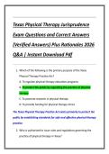Texas Physical Therapy Jurisprudence  Exam Questions and Correct Answers  &lpar;Verified Answers&rpar; Plus Rationales 2026  Q&A &vert; Instant Download Pdf