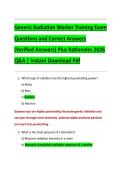 Generic Radiation Worker Training Exam  Questions and Correct Answers  &lpar;Verified Answers&rpar; Plus Rationales 2026  Q&A &vert; Instant Download Pdf