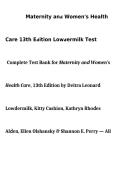 Test Bank Maternity and Women's Health Care 13th Edition by Lowdermilk&comma; Cashion&comma; Alden&comma; Olshansky & Perry ISBN 9780323776712 2026 Complete Questions and Answers for Exam Preparation