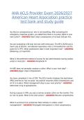 AHA ACLS PROVIDER EXAM 2026&sol;2027 AMERICAN HEART ASSOCIATION PRACTICE TEST BANK AND STUDY GUIDE &vert; VERIFIED QUESTIONS AND ANSWERS