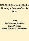 NSG 3020 Community Health Nursing in Canada Quiz 1 Study Guide 2026 &vert; Q&A PDF