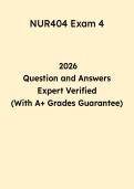 NUR404 Exam 4 Study Guide 2026 &vert; Nursing Questions & Answers PDF