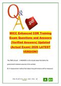 MICC Enhanced COR Training Exam 60 Questions &ndash; PWS&comma; QASP&comma; CPARS&comma; FAR Compliance Guide &vert; U&period;S&period; Army Contracting