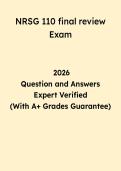 NRSG 110 Final Review Study Guide 2026 &vert; Nursing Questions & Answers PDF
