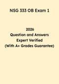NSG 333 OB Exam 1 Study Guide 2026 &vert; Obstetrics Questions & Answers PDF