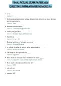 FINAL ACTUAL EXAM PAPER 2026 QUESTIONS WITH ANSWERS GRADED A&plus;