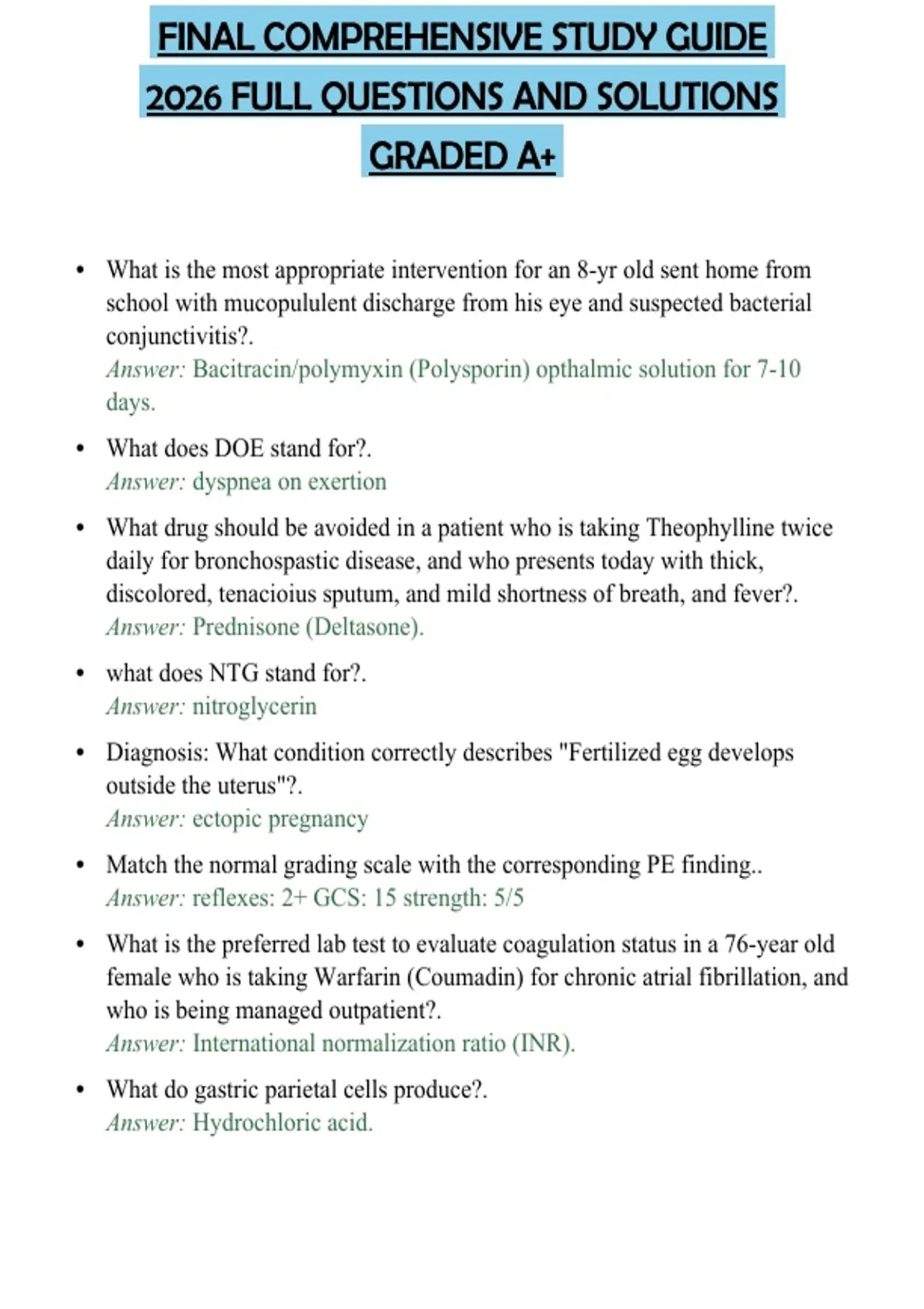 FINAL COMPREHENSIVE STUDY GUIDE 2026 FULL QUESTIONS AND SOLUTIONS ...