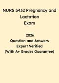 NURS 5432 Pregnancy and Lactation Study Guide 2026 &vert; Nursing Questions & Answers PDF