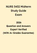 NURS 5432 Midterm Study Guide 2026 &vert; Nursing Questions & Answers PDF