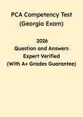 PCA Competency Test &lpar;Georgia Exam&rpar; Study Guide 2026 &vert; Questions & Answers PDF
