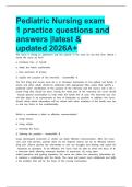 Pediatric Nursing exam 1 practice questions and answers &vert;latest & updated 2026A&plus;