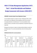 WGU C170 Data Management Applications VHT2 Task 1 &vert; Actual Normalization and Database Design Assessment with Answers &lpar;2026&sol;2027&rpar;