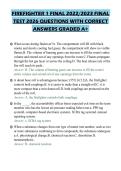 FIREFIGHTER 1 FINAL 2022&sol;2023 FINAL TEST 2026 QUESTIONS WITH CORRECT ANSWERS GRADED A&plus;