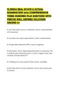 FLORIDA REAL ESTATE U ACTUAL EXAMINATION 2026 COMPREHENSIVE THREE HUNDRED PLUS QUESTIONS WITH PRECISE WELL DEFINED SOLUTIONS GRADED A&plus;