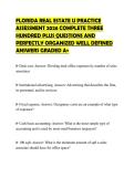 FLORIDA REAL ESTATE U PRACTICE ASSESSMENT 2026 COMPLETE THREE HUNDRED PLUS QUESTIONS AND PERFECTLY ORGANIZED WELL DEFINED ANSWERS GRADED A&plus;