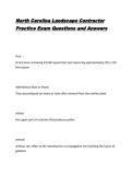 North Carolina Landscape Contractor Practice Exam Questions and Answers