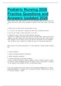 Pediatric Nursing 2026 Practice Questions and Answers Updated 2026