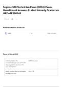 Sophos S80 Technician Exam &lpar;2026&rpar; Exam Questions & Answers &vert; Latest Already Graded A&plus; UPDATE &vert;2026&excl;&excl;