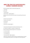 NBRC TMC PRACTICE QUESTIONS WITH  CORRECT ANSWERS 2025&sol;2026 