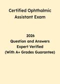 Certified Ophthalmic Assistant Exam Study Guide 2026 &vert; COA Questions & Answers PDF