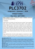 PLC3702 Assignment 1 &lpar;ANSWERS&rpar; Semester 1 2026 - DISTINCTION GUARANTEED