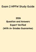 HPFW Exam 2 Study Guide 2026 &vert; Questions & Answers PDF