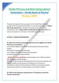 Florida PTA Laws and Rules &lpar;Jurisprudence&rpar; Examination &ndash; Florida Board of Physical Therapy &sol; FSBPT